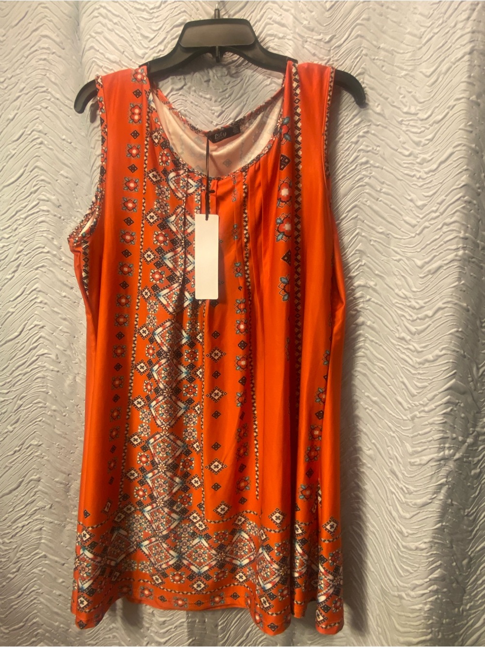 Lily Orange Sleeveless Printed Tunic